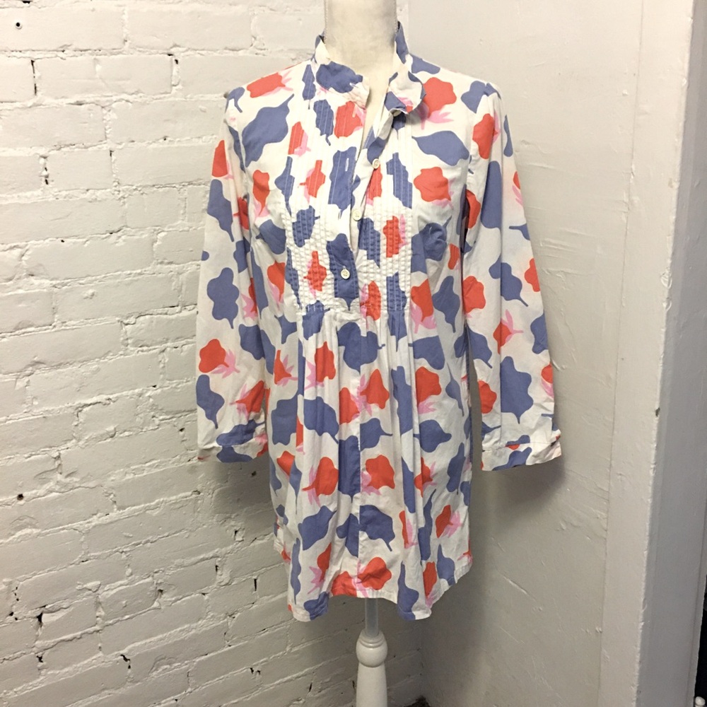 Marimekko vintage 70s cotton pin tuck mini dress floral size 42